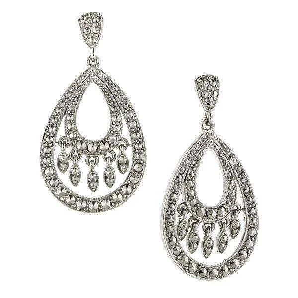 2028 Jewelry Multi Fashion Marcasite Stone Teardrop Earrings