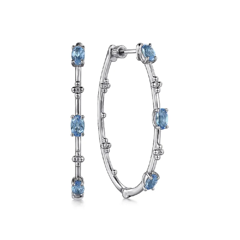 925 Sterling Silver Swiss Blue Topaz 
Bujukan Classic Hoop Earrings *