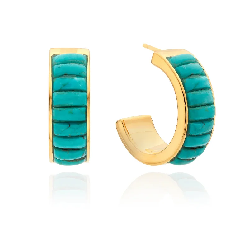 Anna Beck Rectangular Turquoise Multi-Stone Hoop Earrings