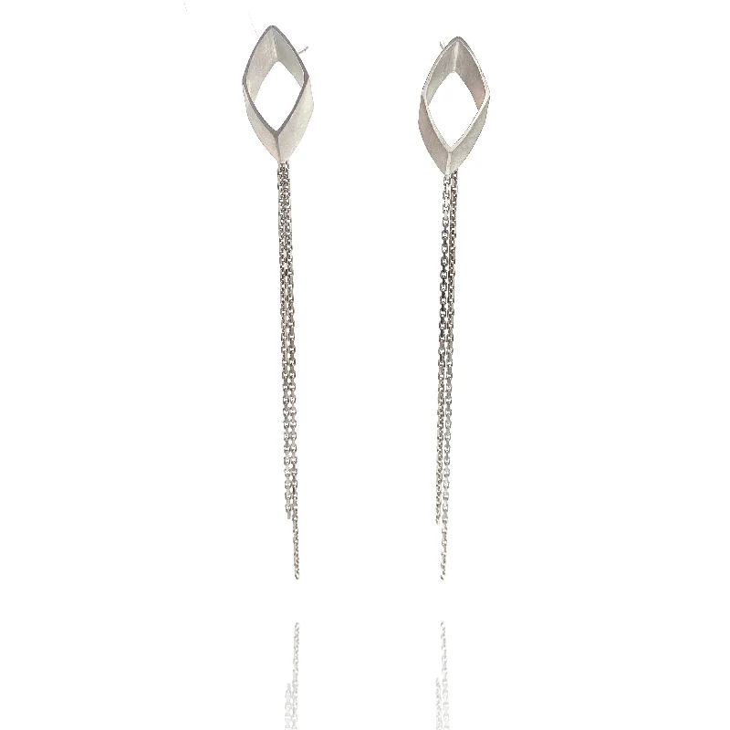 Architectural Chain Earrings - Silver