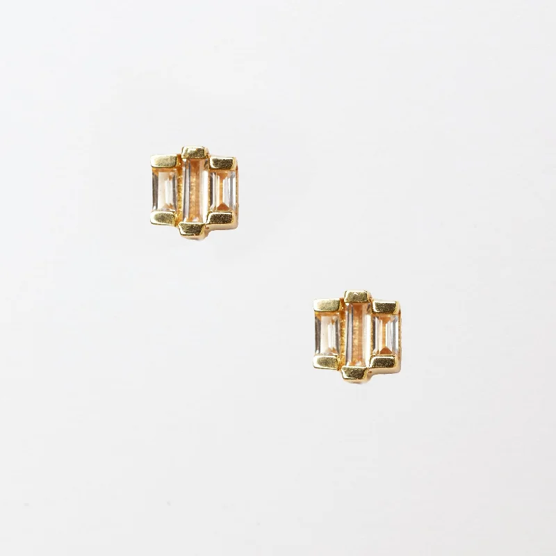 Bianca Baguette Cluster Solid Gold Stud Earrings