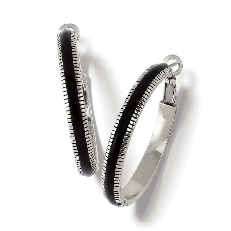 Brighton Interlok Noir Heirlom Hoop Earrings