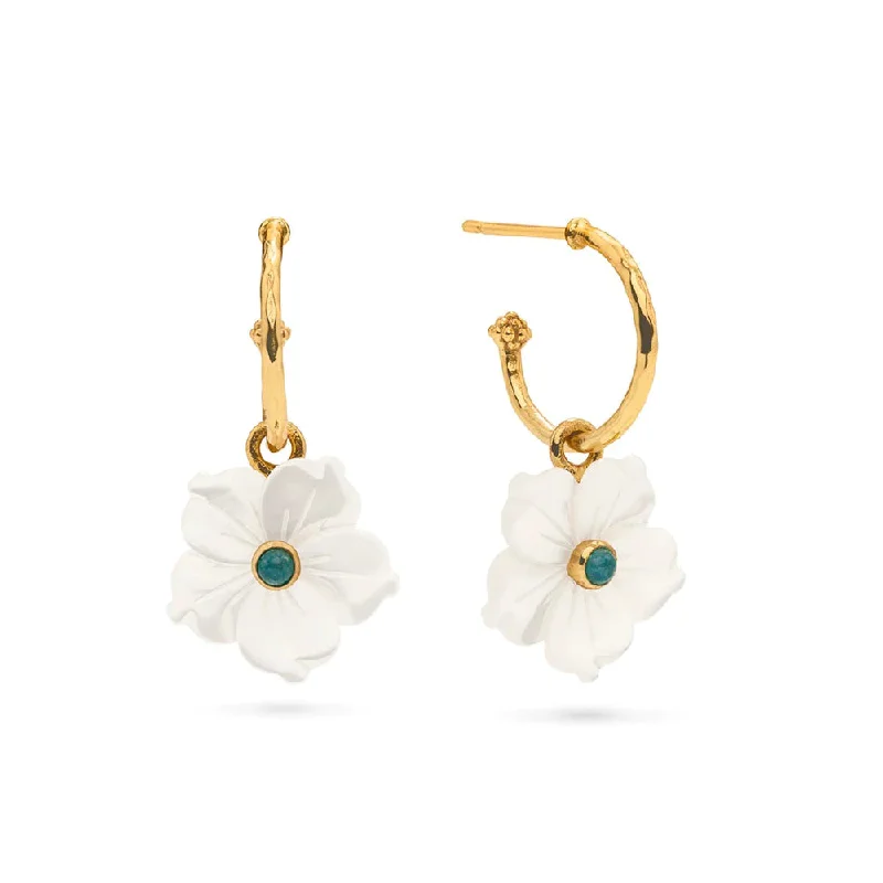 Capucine De Wulf Mermaid Garden Hoop Earrings with Flower Charm - Mother of Pearl