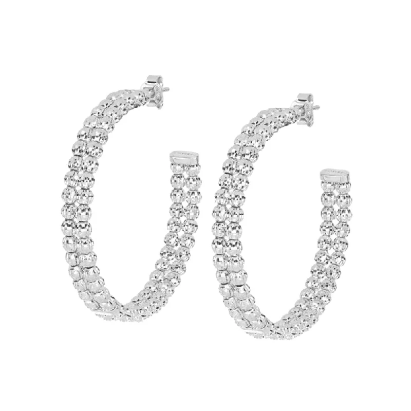 Desmos Sterling Silver Crystal Hoop Earrings