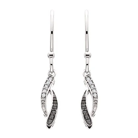 From the "Aspire 925 Silverworks Collection," a pretty combination of 4 black and 5 white diamonds in each of these elegant sterling silver earrings. Matching ring and pendent available.