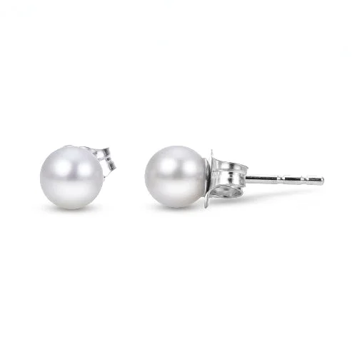 White Gold Freshwater Pearl Studs