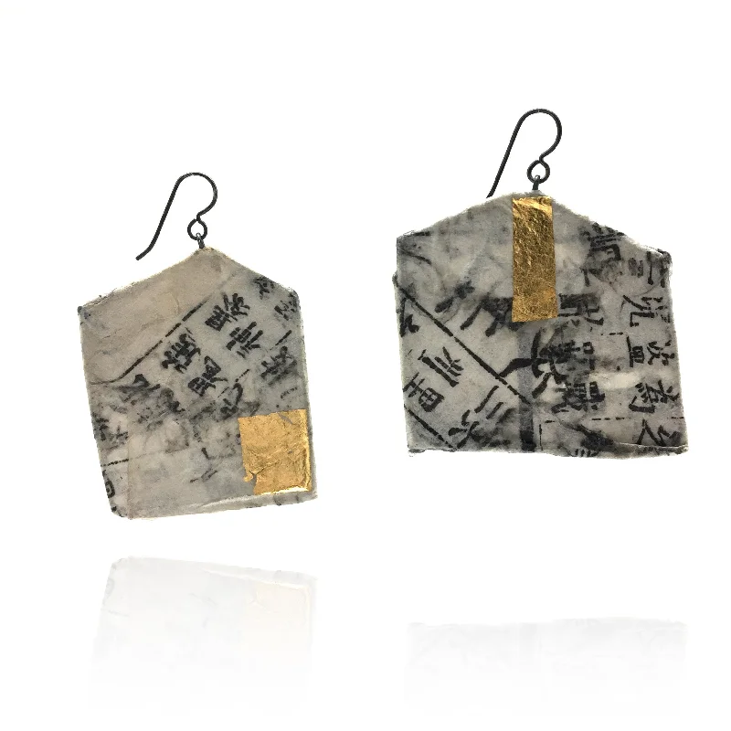 Geometric Hanji Paper & Gold Earrings