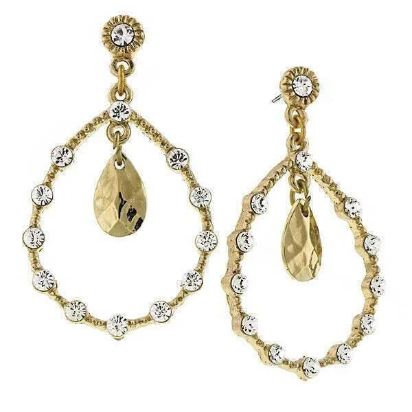 1928 Jewelry Golden Glitz Crystal Faceted Teardrop Earrings