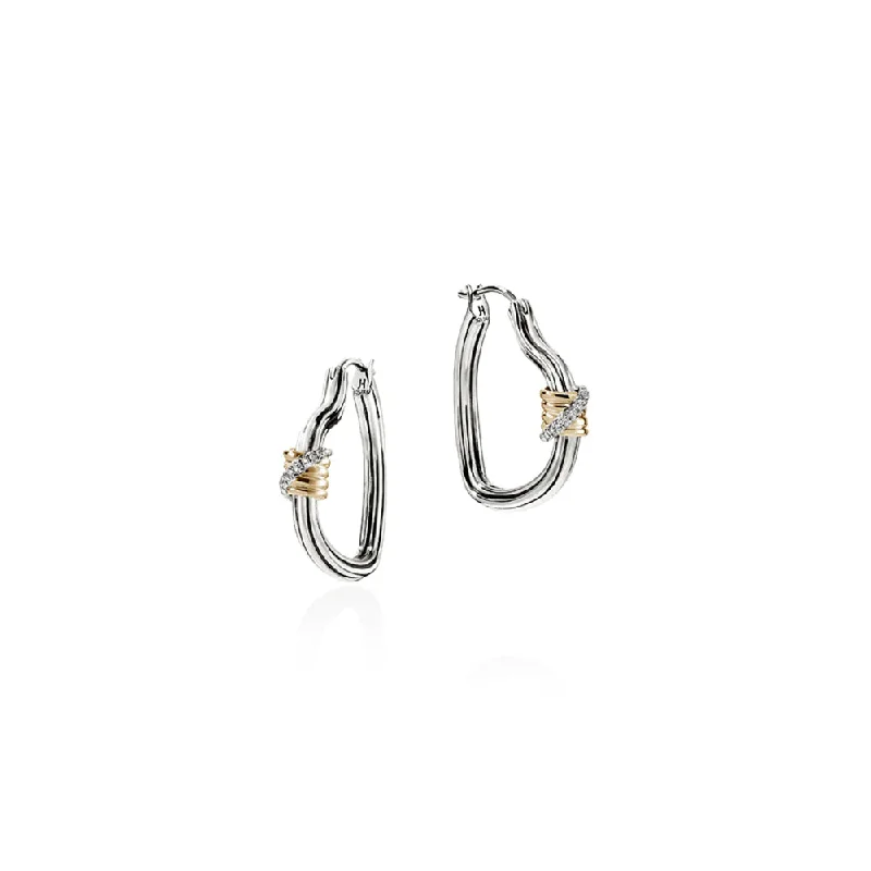 John Hardy Two-Tone Bamboo Heart Hoops