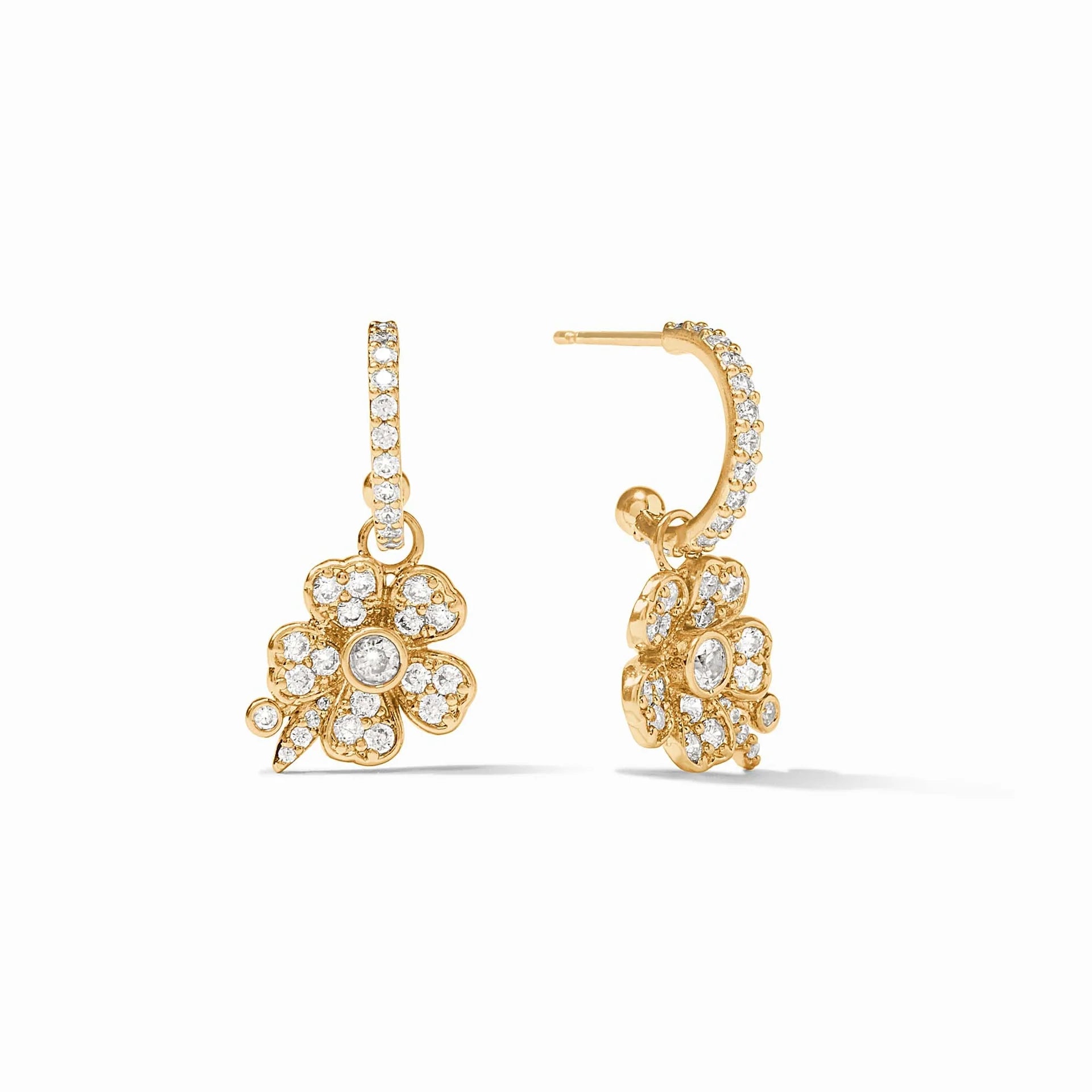 Julie Vos Laurel Hoop & Charm Earring Gold Cubic Zirconia