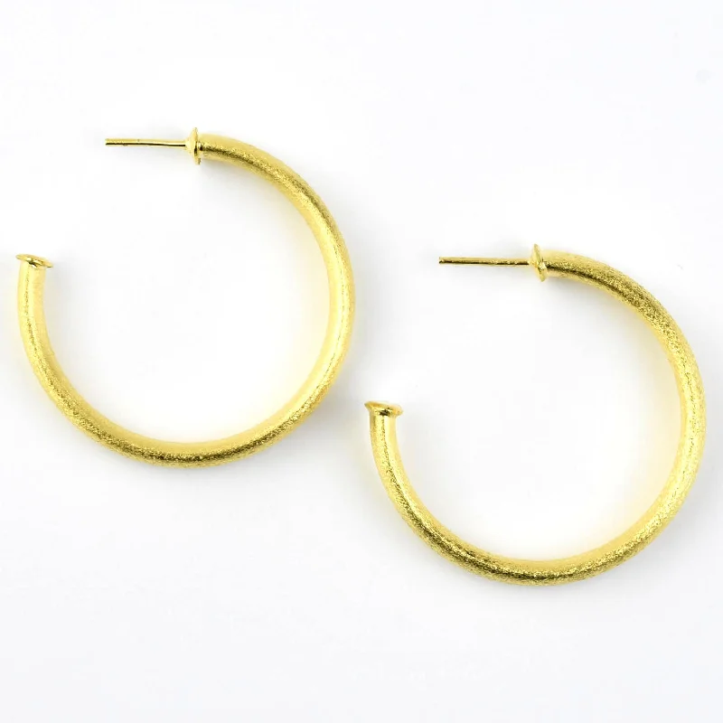 Large Wide Textured Gold Tone Hoops