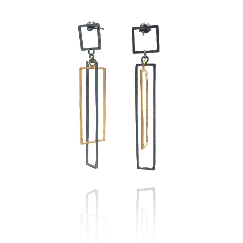 Layered Rectangle Earrings - Oxi/Gold