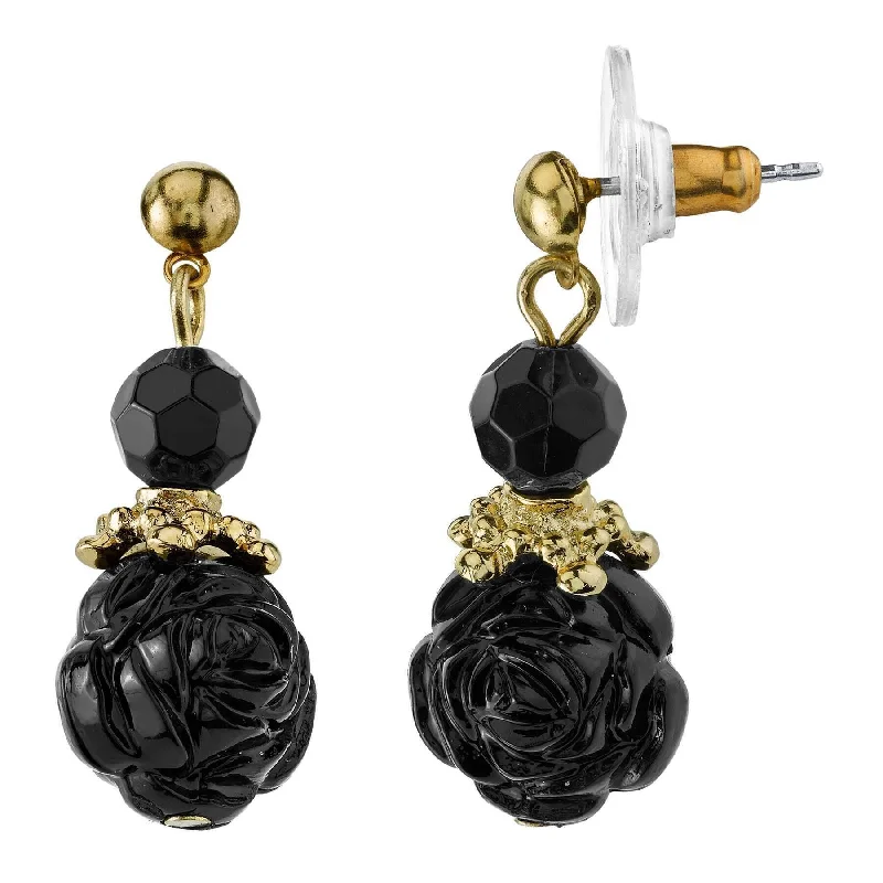 2028 Jewelry Black Rose Drop Earrings