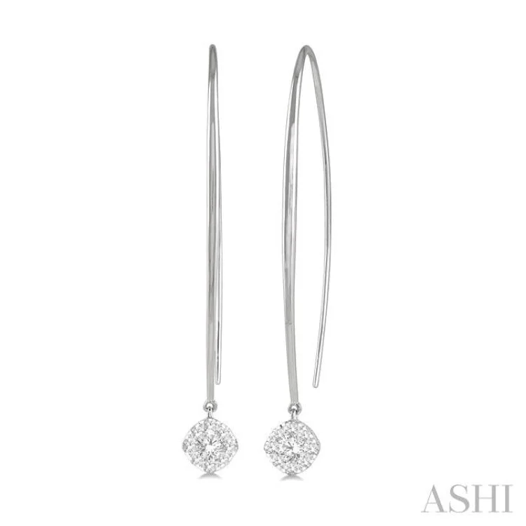 1/3 ctw Cushion Shape Lovebright Round Cut Diamond Earring in 14K White Gold