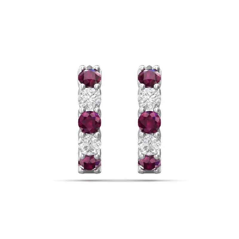 Martin Flyer 14k Diamond & Ruby Hoop Earrings