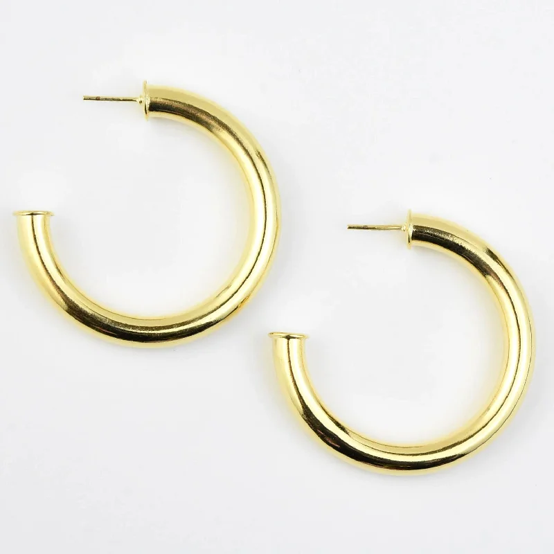 Large Round Polished Gold Tone Hoops