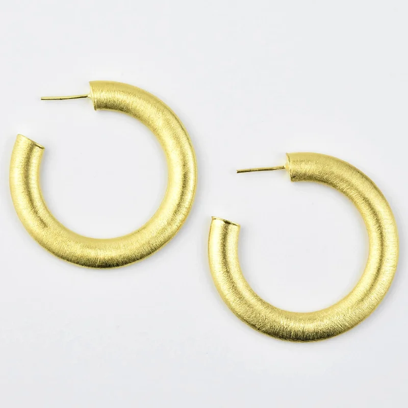 Medium Textured Gold Tone Hoops