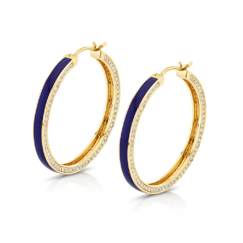 Michael M 14k Chroma Pave Edge Hoop Earrings