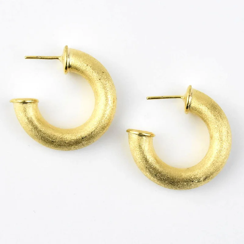 Mini Round Textured Gold Tone Hoops