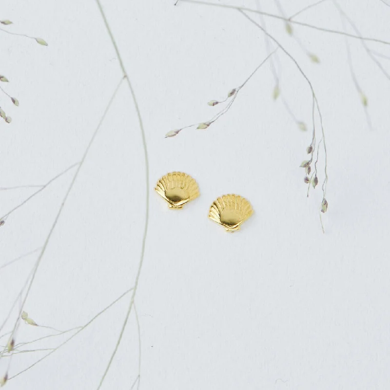 Mini Seashell Gold Stud Earrings