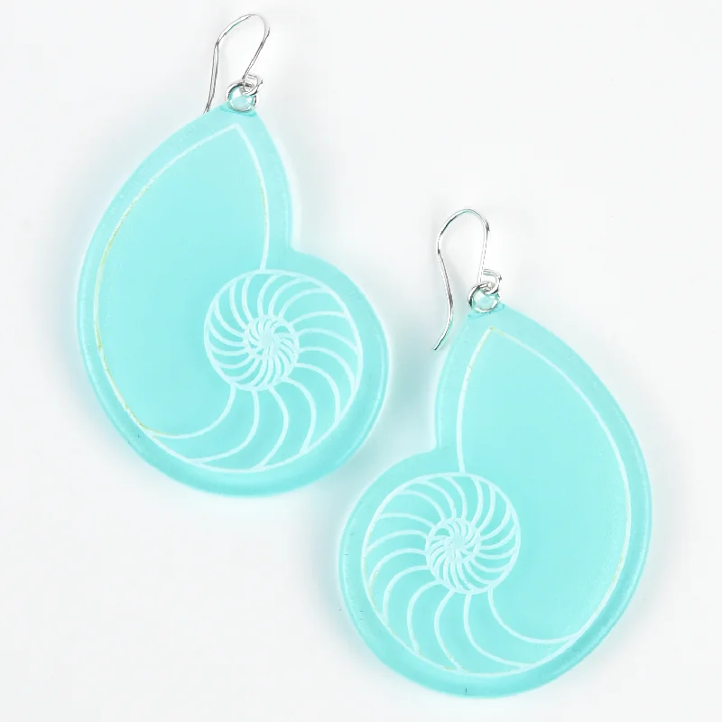 Large Nautilus Earrings in Pool