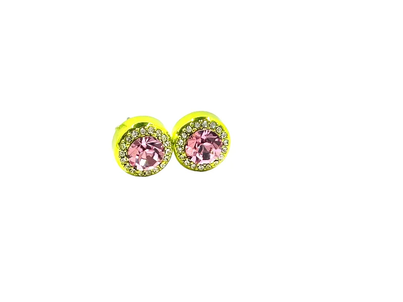 Norma Apple Green Pink CZ Stud Earrings