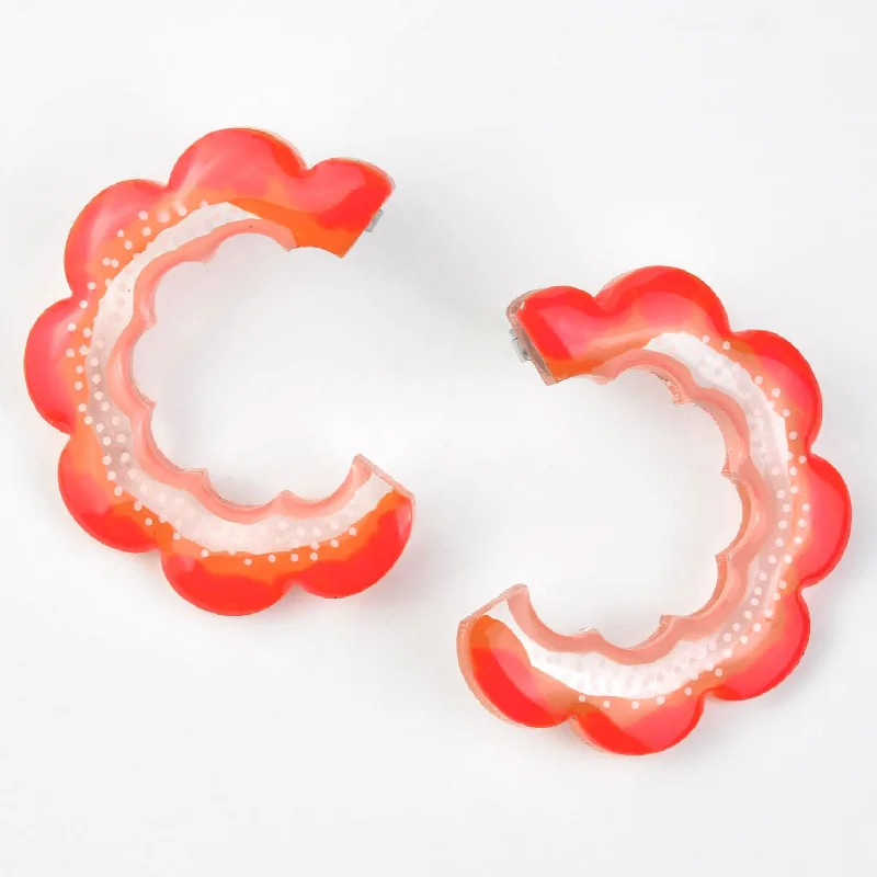 Orange Slice Half Hoop Abstract Earrings