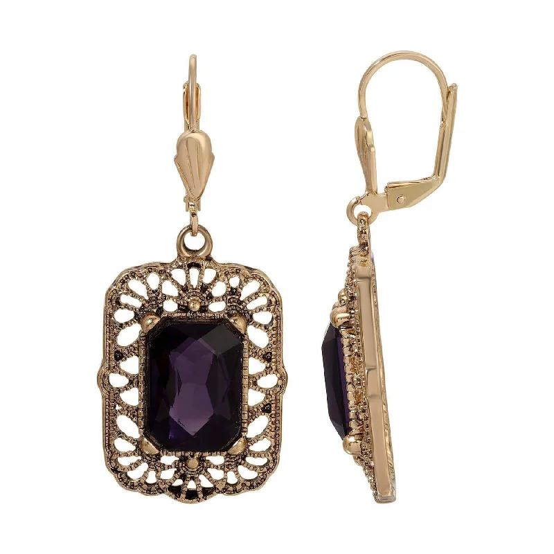 Regency Brontë Filigree Octagon Crystal Drop Earrings