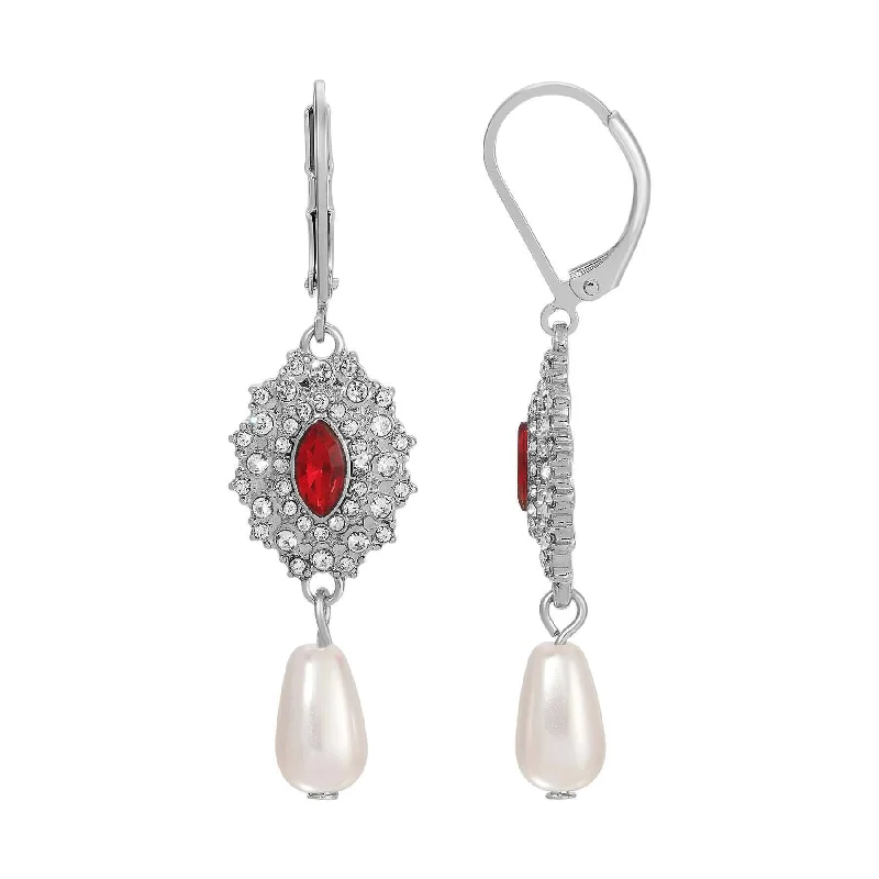 Regency Starburst Crystal Pearl Drop Earrings