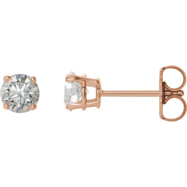 14K Rose 3/4 CTW Natural Diamond Stud Earrings with Friction Post