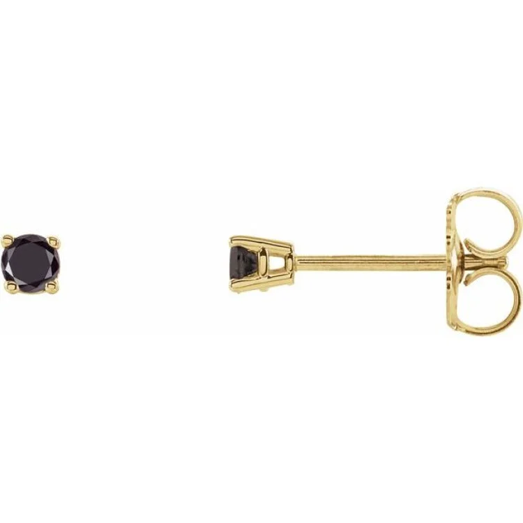 14K Yellow 1/8 CTW Natural Black Diamond Stud Earrings