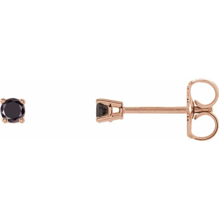 14K Rose 1/8 CTW Natural Black Diamond Stud Earrings