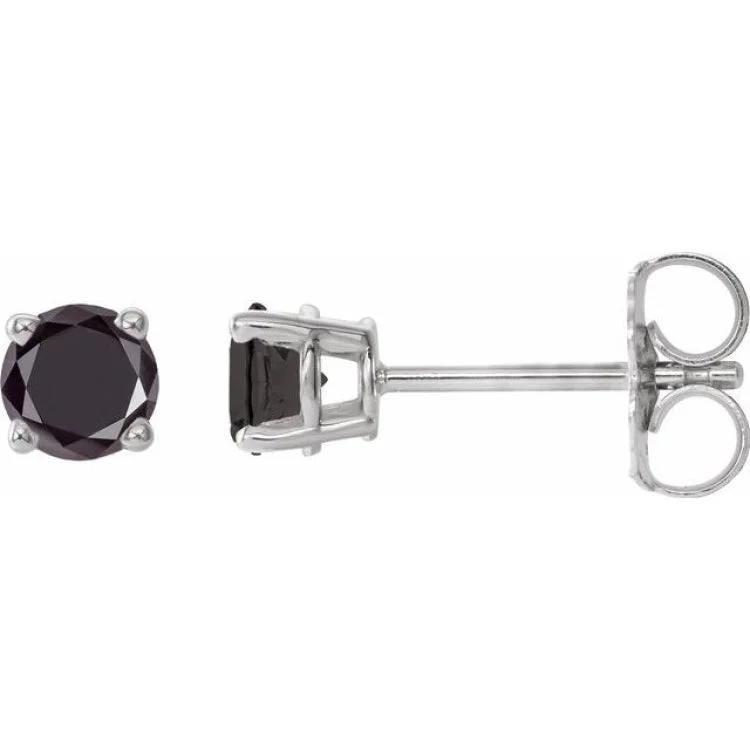 14K White 1/2 CTW Natural Black Diamond Stud Earrings