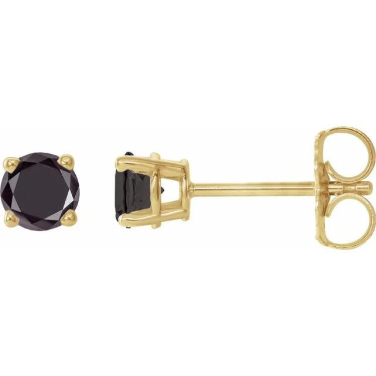 14K Yellow 1/2 CTW Natural Black Diamond Stud Earrings