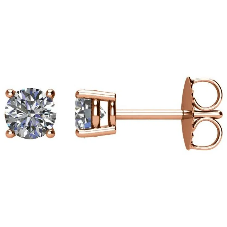 14K Rose 1 CTW Natural Diamond Stud Earrings