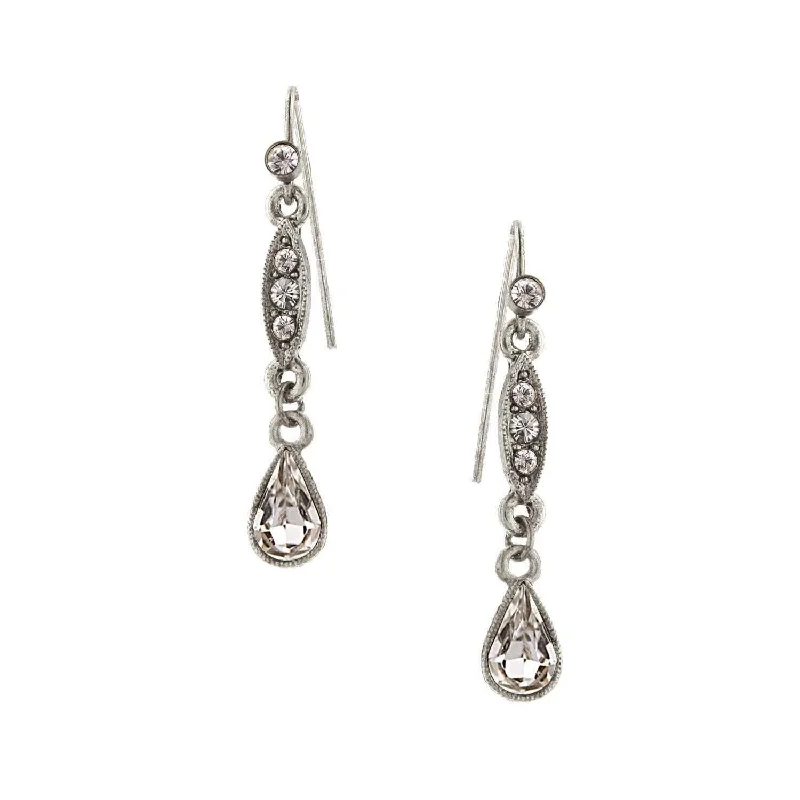 2028 Jewelry Crystal Linear Teardrop Earrings