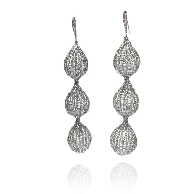 Silver Tiered Earrings - Iolite