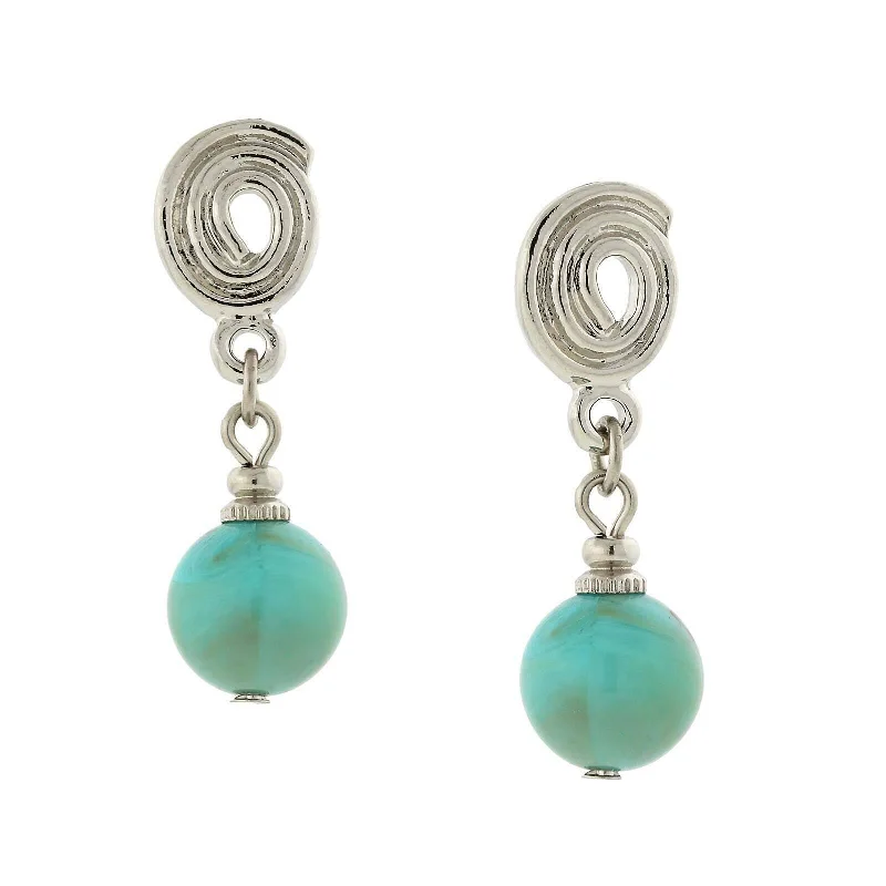 1928 Jewelry Imitation Turquoise Bead Drop Earrings