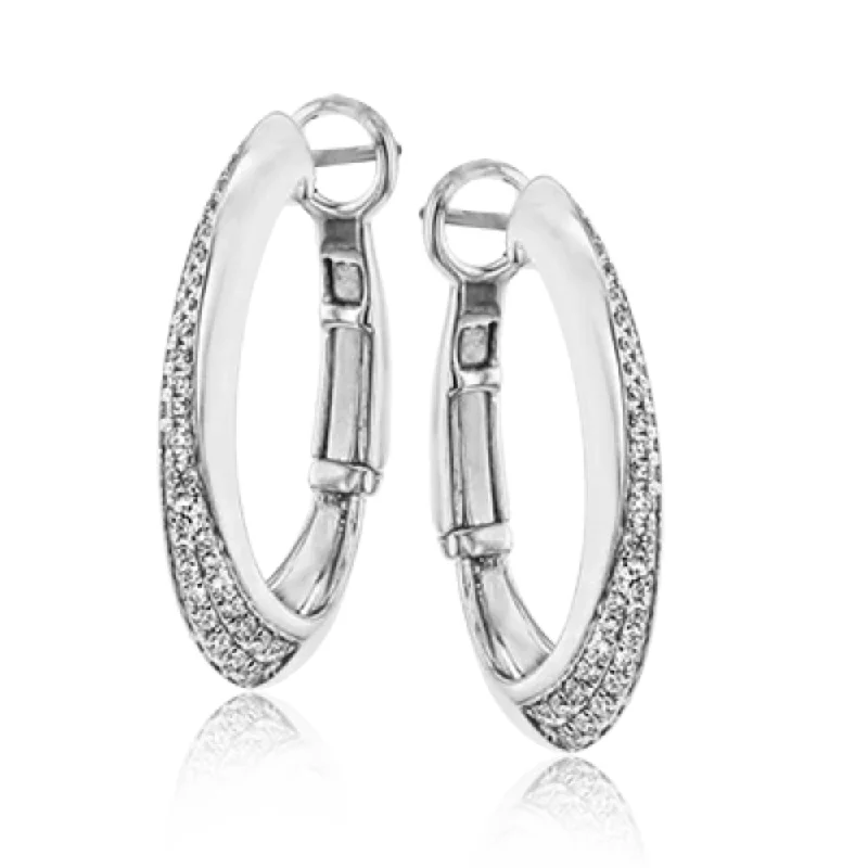 Simon G. 18k Clio Hoop Earrings with Diamonds