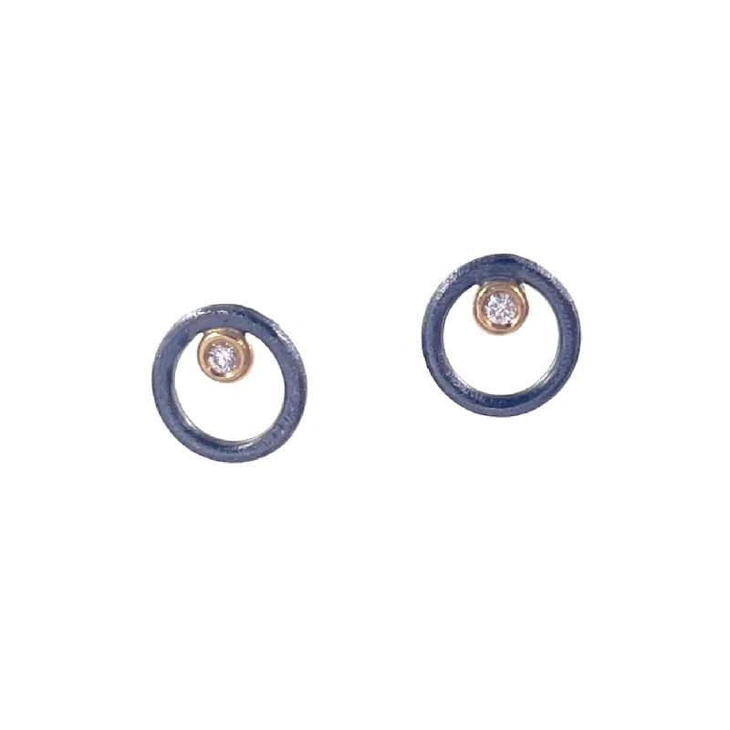 Small Circle Studs with Diamonds