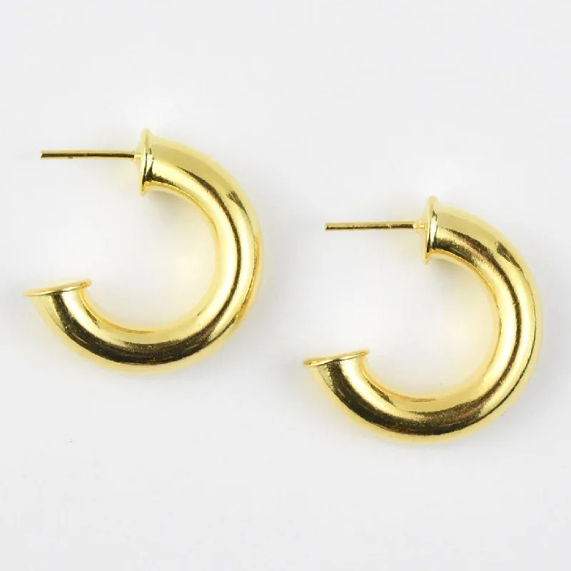 Small Round Polished Gold Tone Hoops