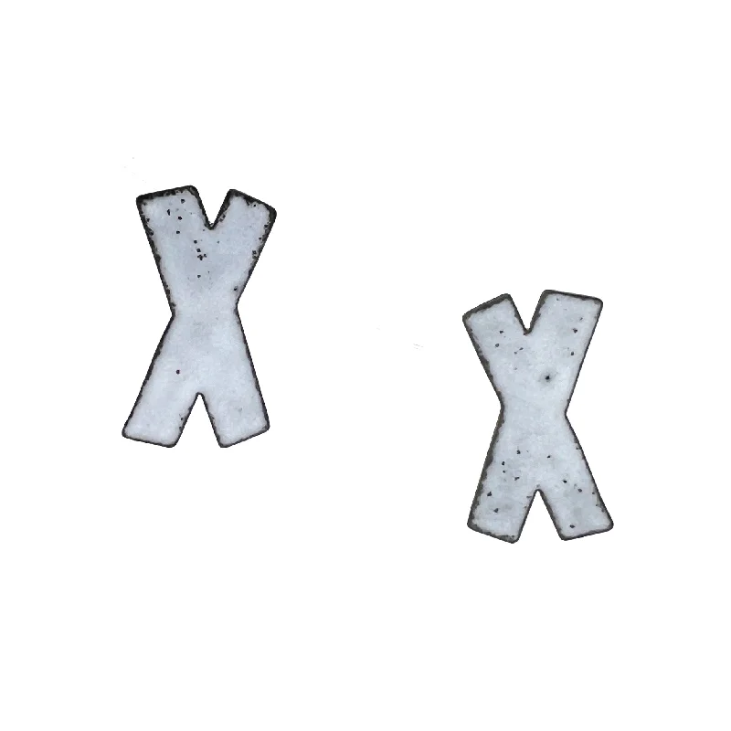 Small X Marks Studs, White