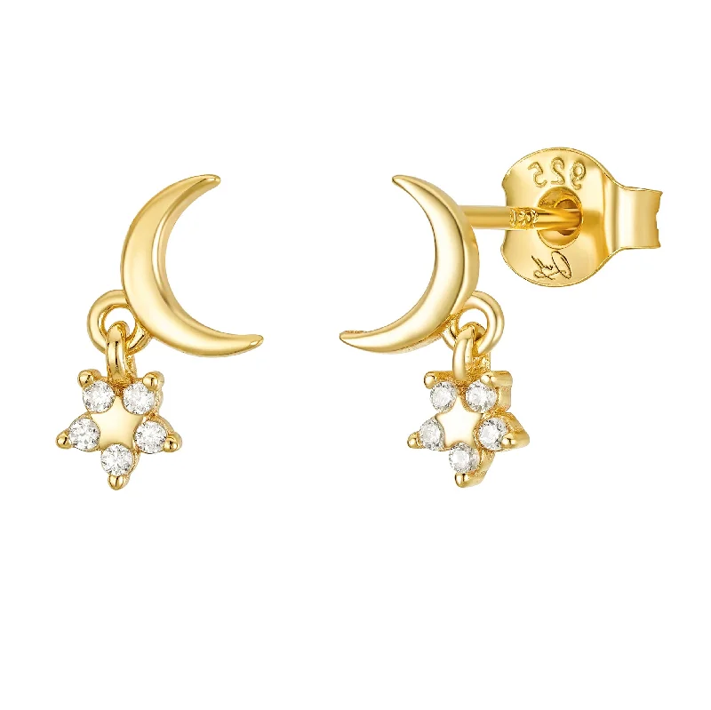 Stella Gold Moon and Star Dangle Earring Studs