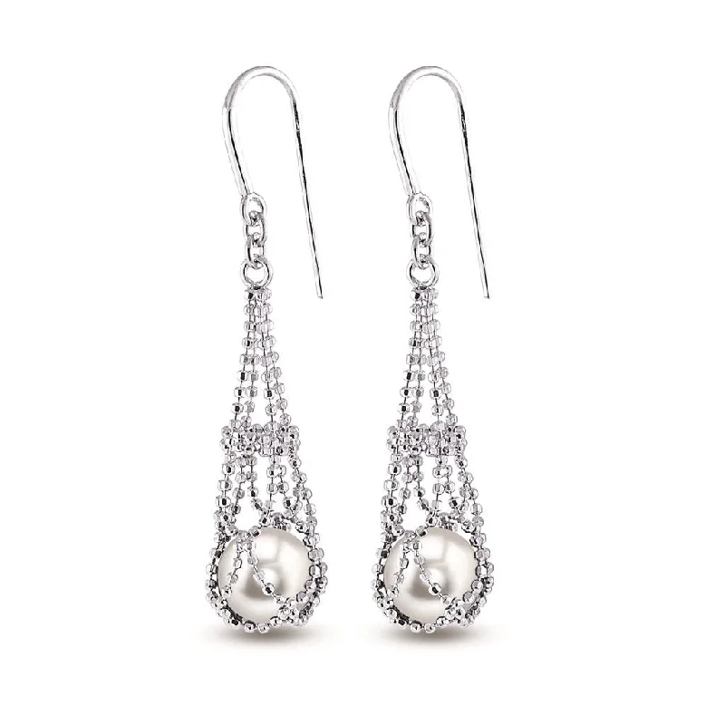 Sterling Silver Imperial Lace Freshwwater Pearl Cultured Pearl Drop Earrings