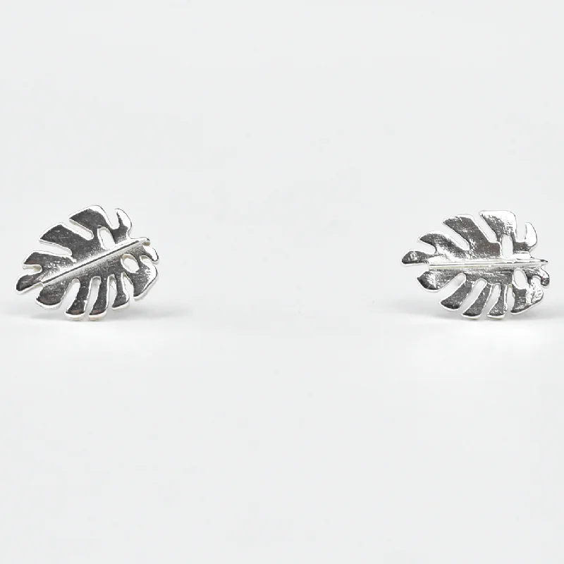 Sterling Silver Monstera Studs