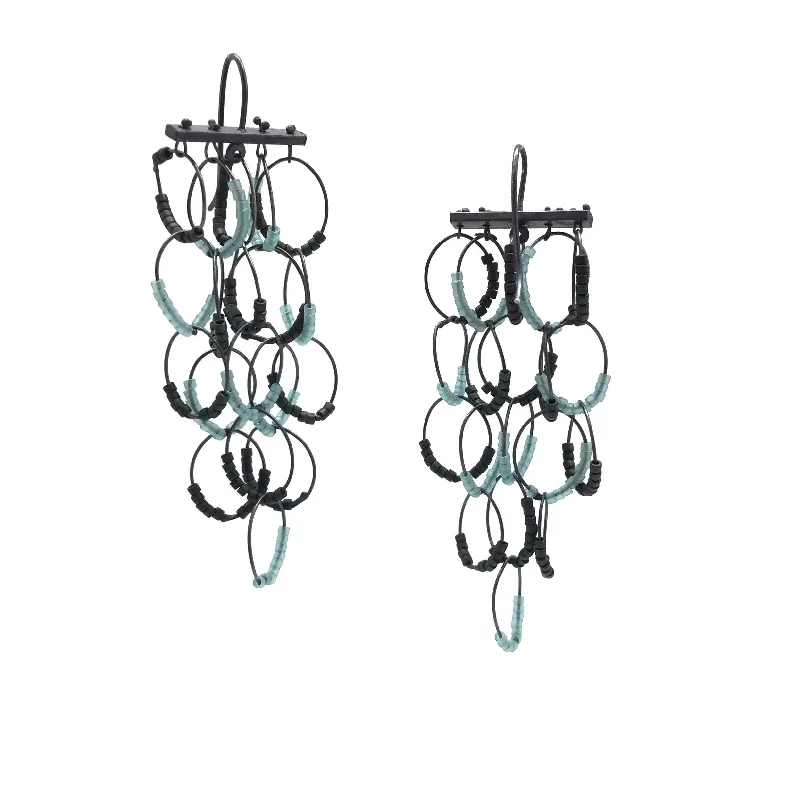 Teal & Olive Dangle Earrings