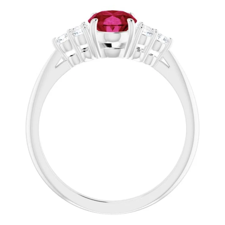 Sterling Silver Lab-Grown Ruby & 1/6 CTW Natural Diamond Ring