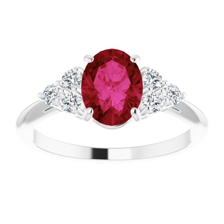 Sterling Silver Lab-Grown Ruby & 1/4 CTW Natural Diamond Ring