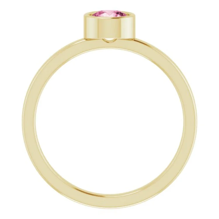 14K Yellow 5 mm Natural Pink Tourmaline Ring