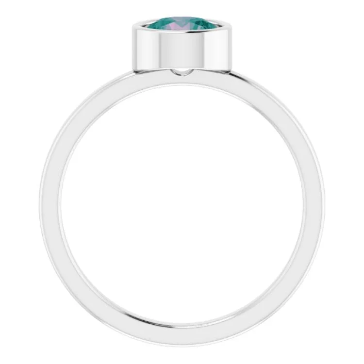 Platinum 6 mm Lab-Grown Alexandrite Ring